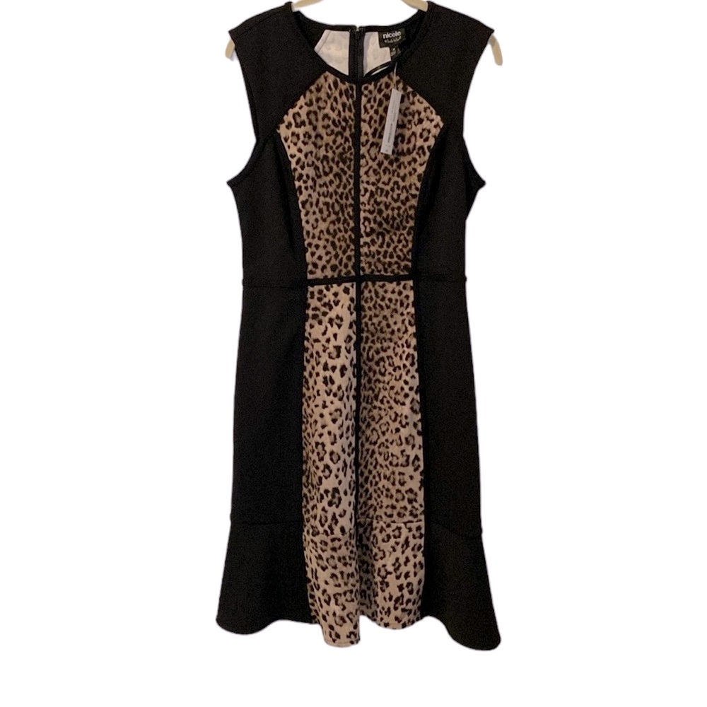 NWT Nicole Miller Cheetah Print Silhouette Dress. Sleeveless. Sz. M